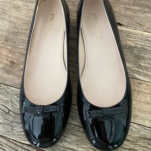 Prada Black Patent Leather Ballet Flats
